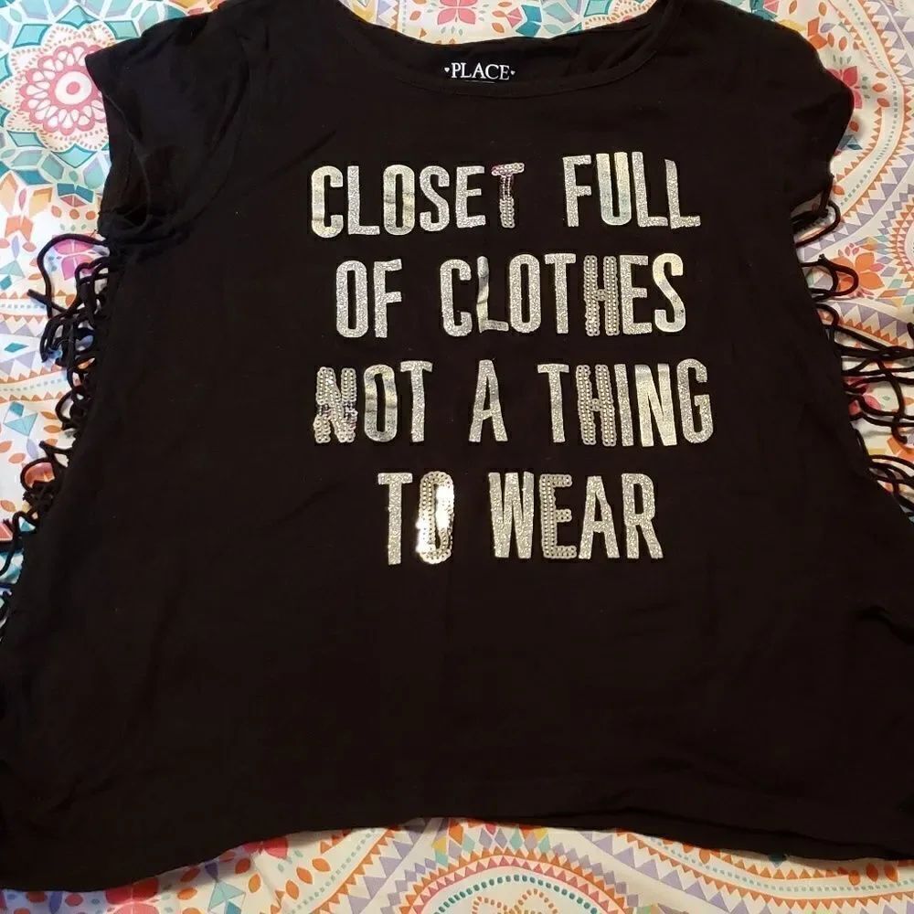 The Children's Place Blingy Black Top Girls Sz L